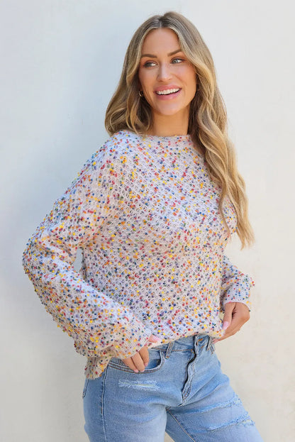 The Dittany Dream Round Neck Long Sleeve Confetti Sweater