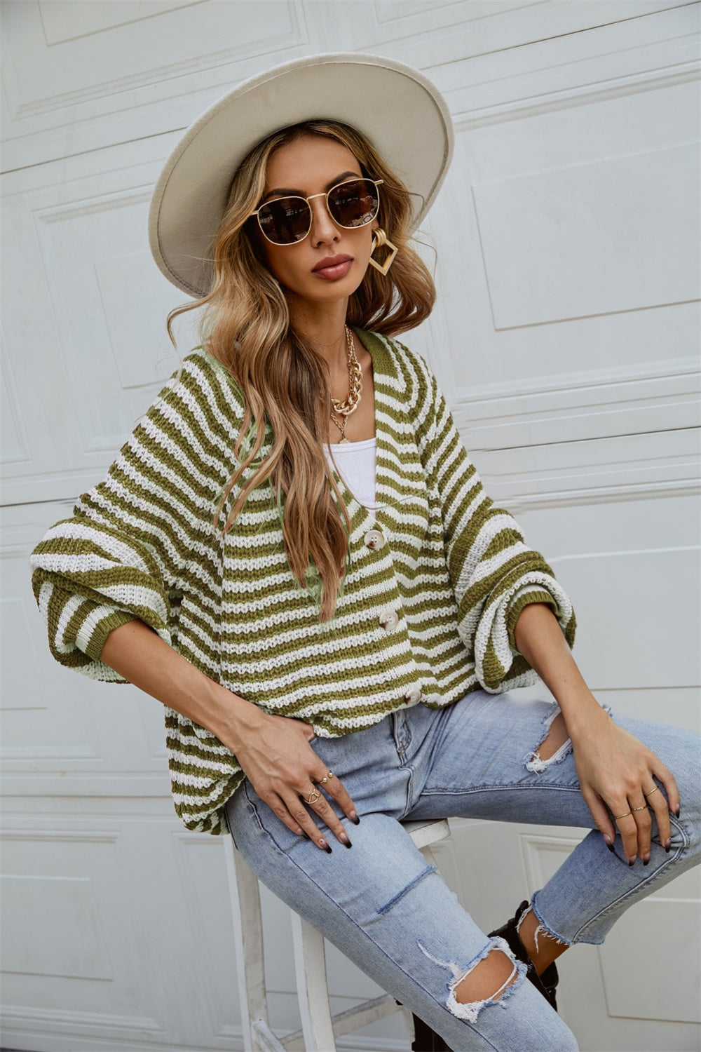 Library Lament Striped Button Up Long Sleeve Cardigan