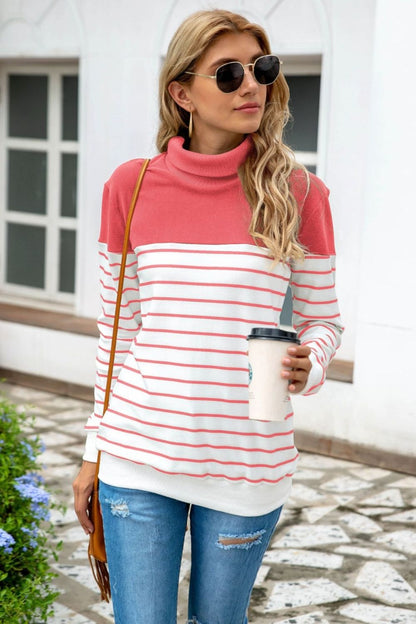 Cressida Striped Contrast Turtleneck Sweater