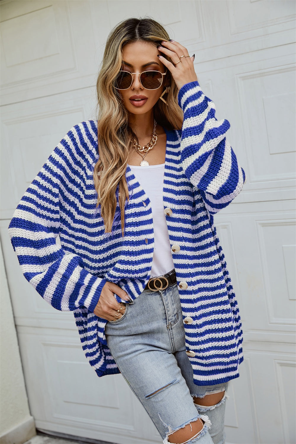 Library Lament Striped Button Up Long Sleeve Cardigan