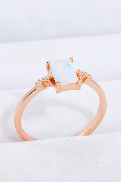 'Nebula's Secret' Rectangle Natural Moonstone Ring