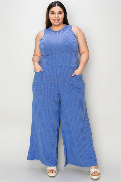 Nocturnal Muse Ribbed Tank and Wide Leg Pants Set