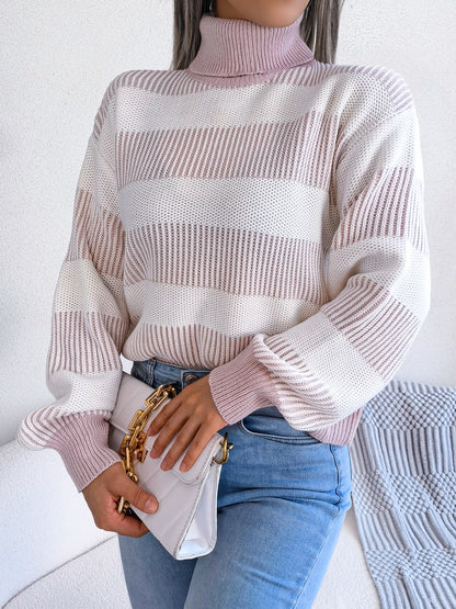 Fabled Isadora Striped Turtleneck Long Sleeve Sweater