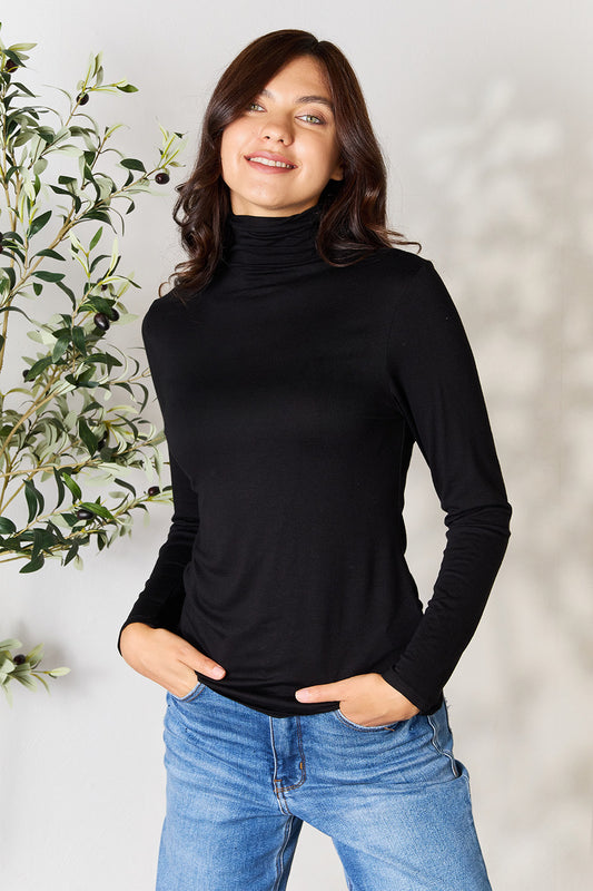 Eclipse Elegance Everday Turtleneck Long Sleeve Blouse