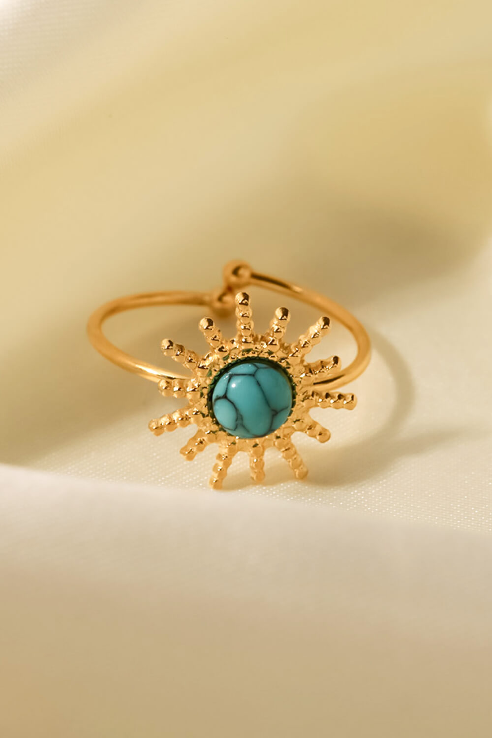 Golden Fable Natural Stone Sun Shape Open Ring