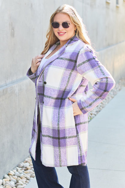 Timeless Plaid Button Up Lapel Collar Coat