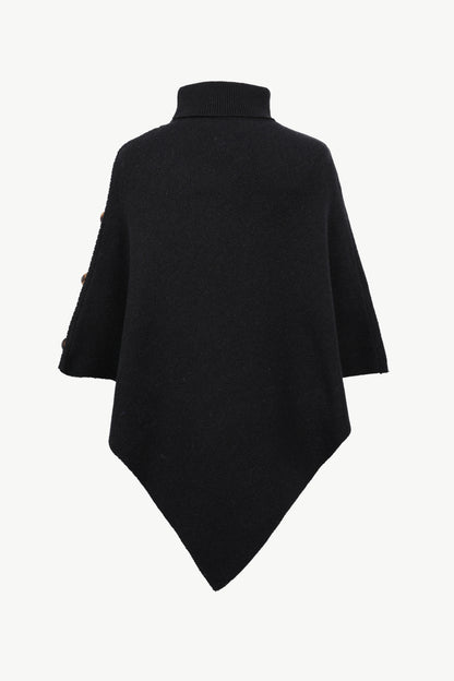 Turtleneck Buttoned Poncho