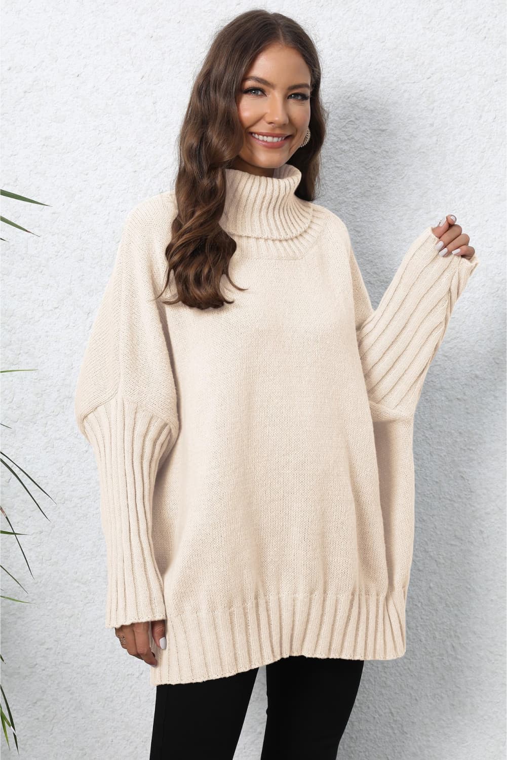 Quinn's Turtle Neck Long Sleeve Ribbed Sweater