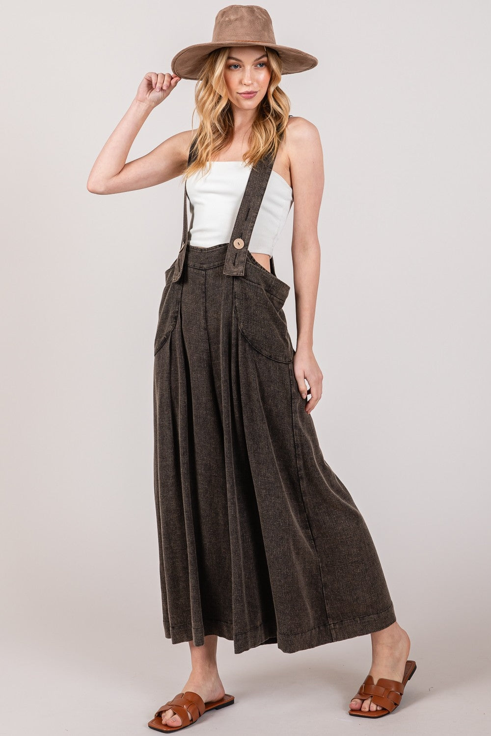 Protagonist Full Size Wide Strap Wide Leg Overalls