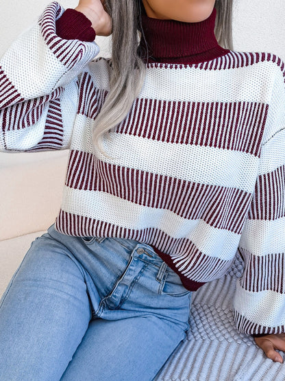 Fabled Isadora Striped Turtleneck Long Sleeve Sweater