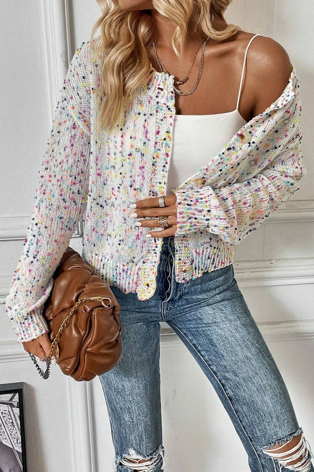 Confetti Sprinkles Button Up Long Sleeve Cardigan