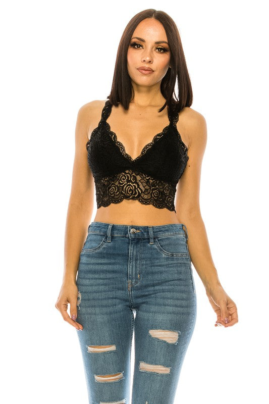 Black Rose lace racerback bralette