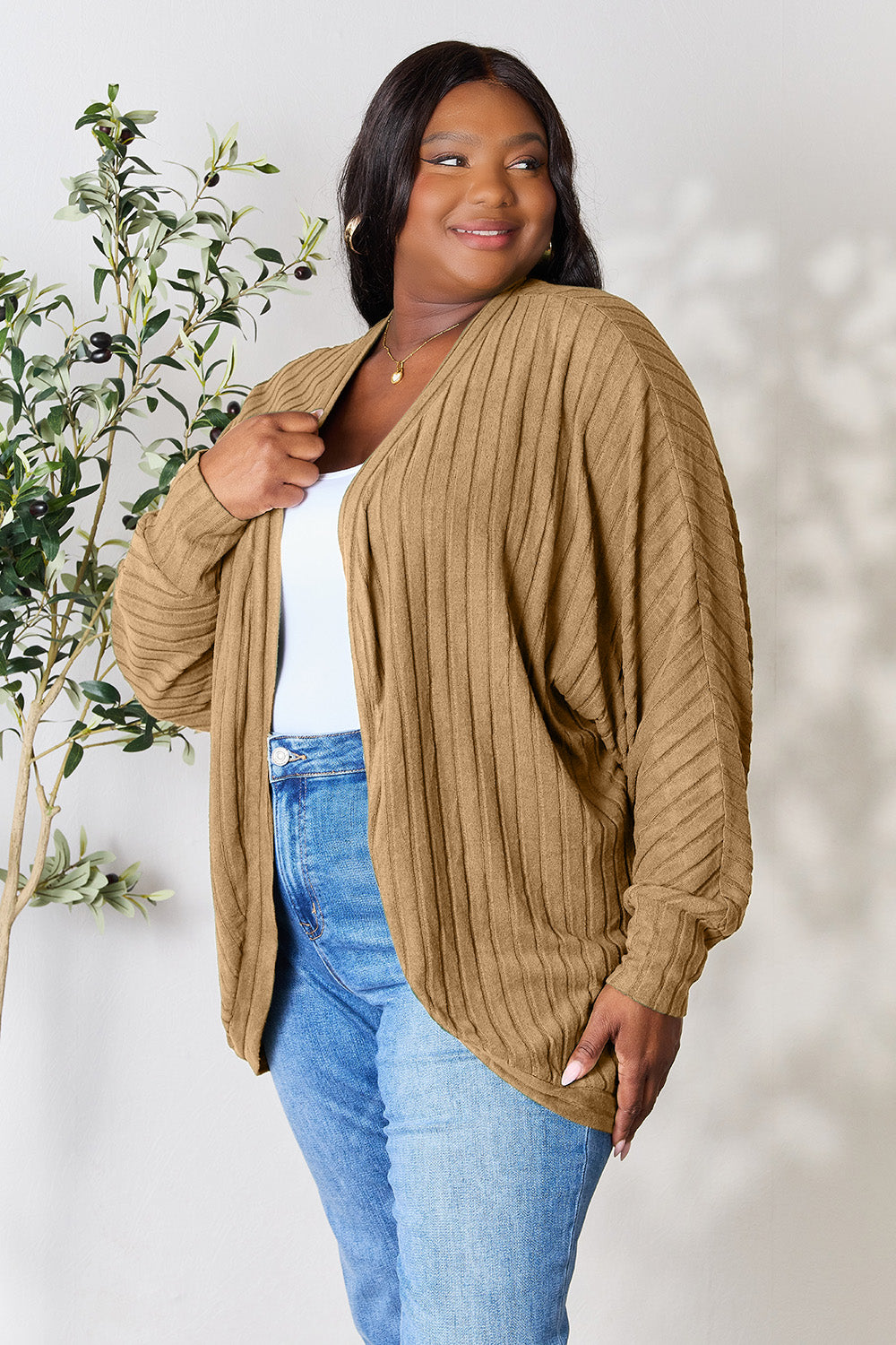 Thornfield Diary Full Size Ribbed Cocoon Cardigan