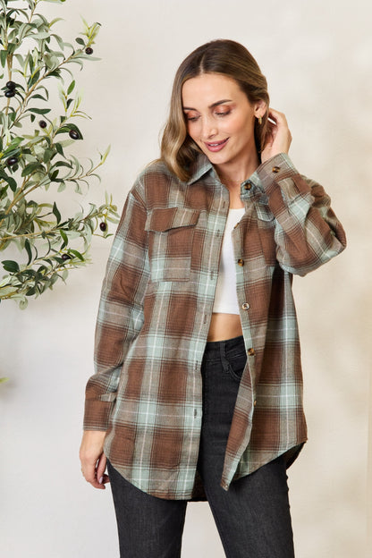 Whispering Forest Plaid Dropped Shoulder Shirt