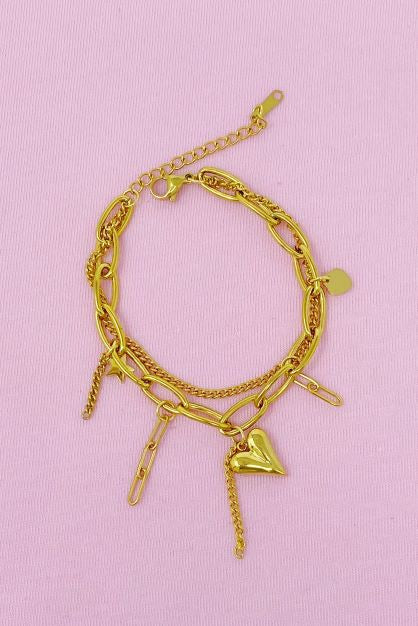 The Shadowed Heart Double Layered Charm Bracelet