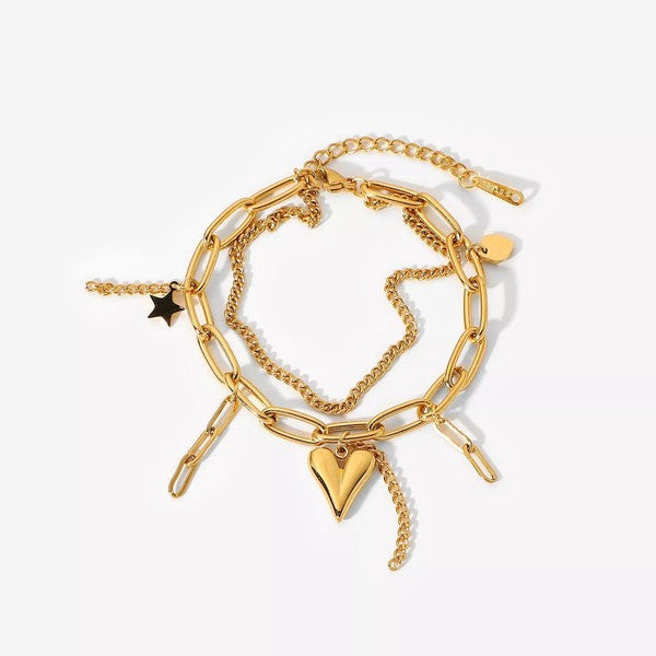 The Shadowed Heart Double Layered Charm Bracelet