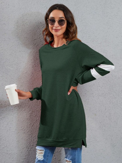 Full Size Striped Round Neck Long Sleeve T-Shirt dress