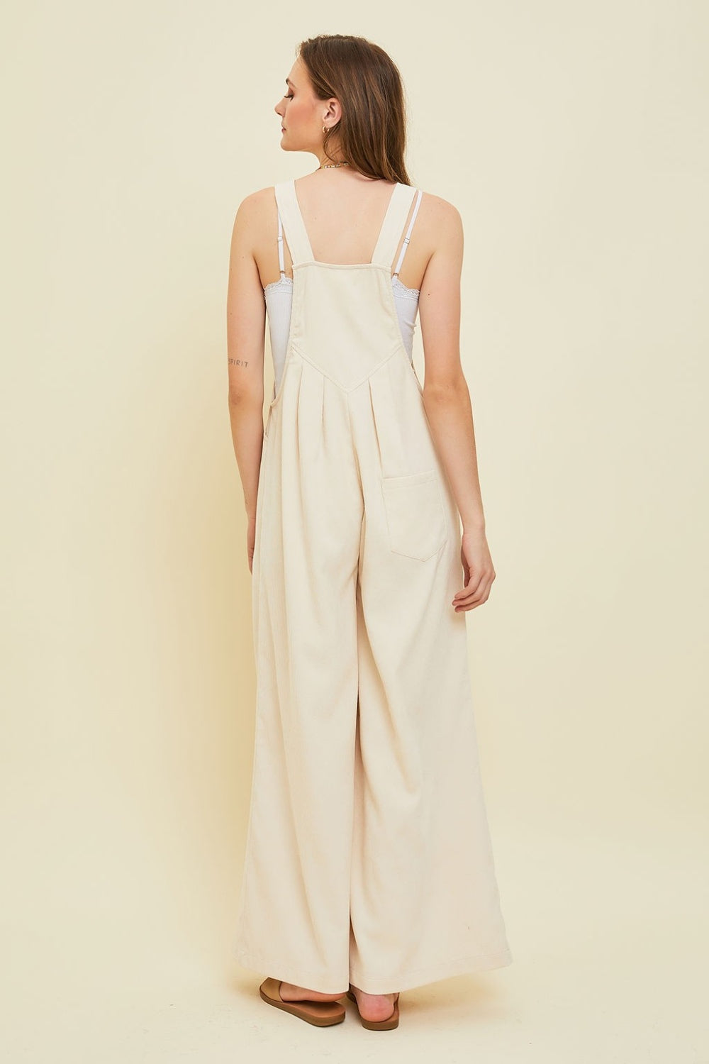 Daydreaming Corduroy Sleeveless Wide-Leg Overall Vanilla