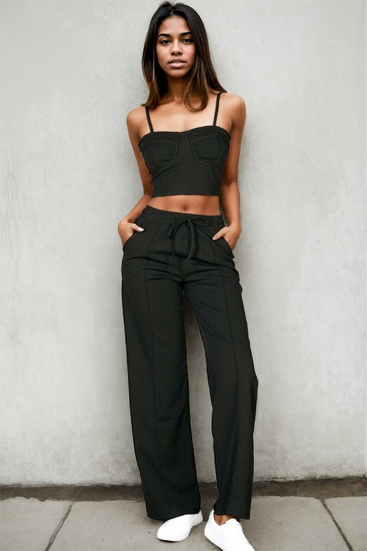 Understated Opulence Bustier Cami Top & Slant Straight Pants