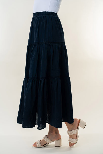 Ancient Wisdom High Waisted Ruched Tiers Maxi Skirt