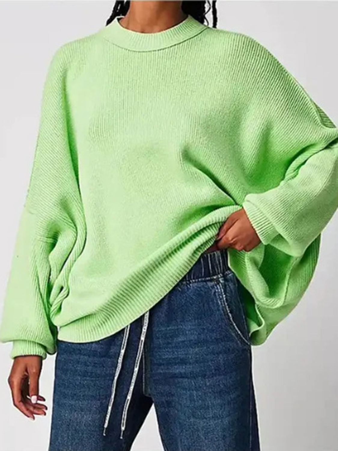 Hemlock Haze Reverse Seam Side Slit Sweater