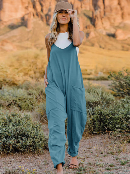 Wishing Well Wonder Jumpsuit V-Neck Sleeveless with Pockets