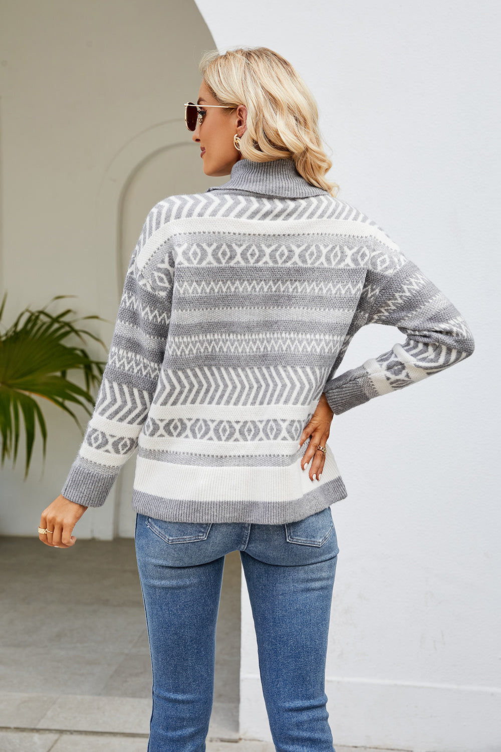 Looking Glass Layers Fair Isle Turtleneck Long Sleeve Sweater