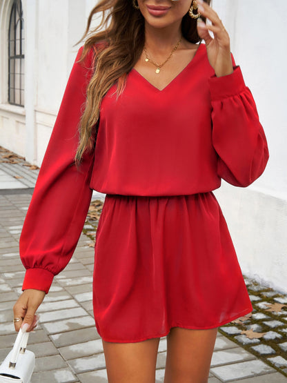 Delilah Cutout V-Neck Long Sleeve Mini Dress