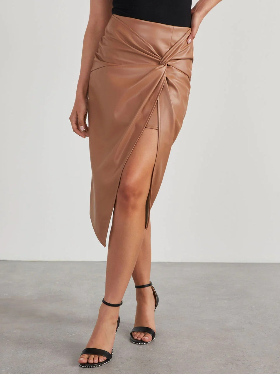 The Twisted Heart High Waist Faux Leather Skirt