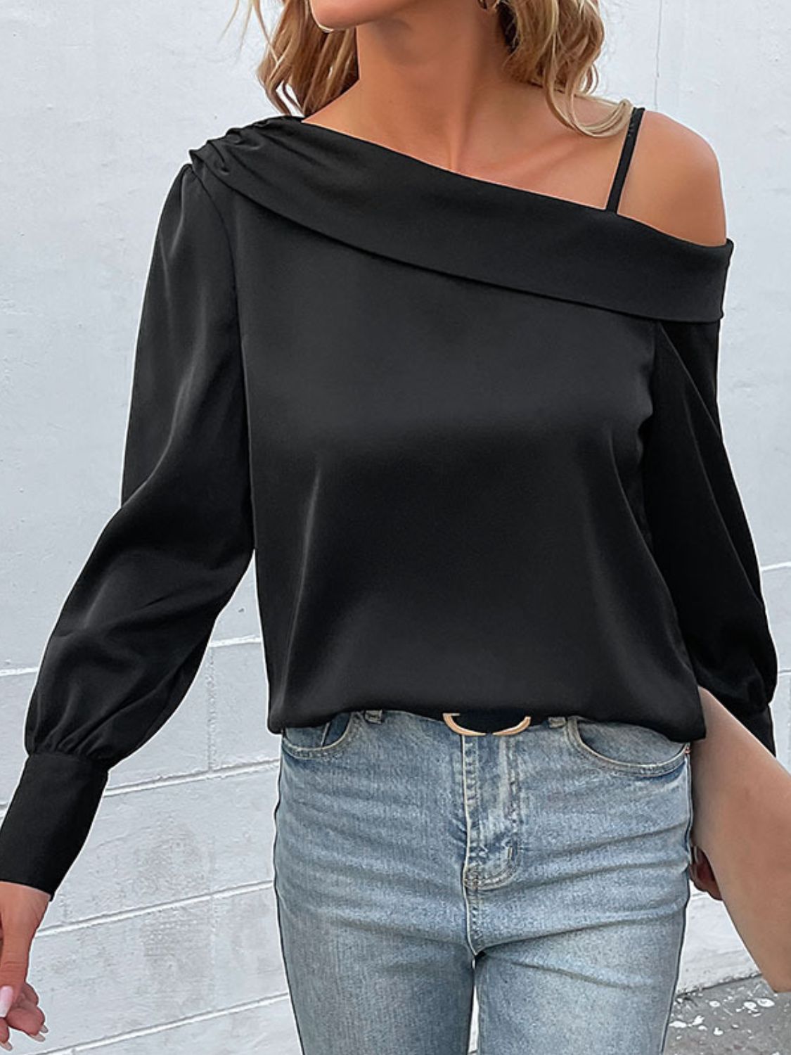 Perfee Cold-Shoulder Long Sleeve Top