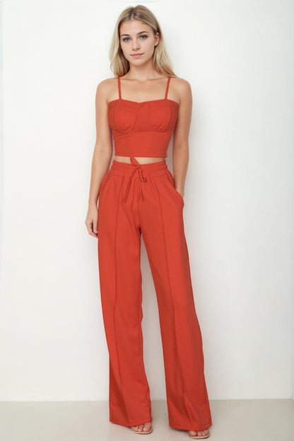 Understated Opulence Bustier Cami Top & Slant Straight Pants