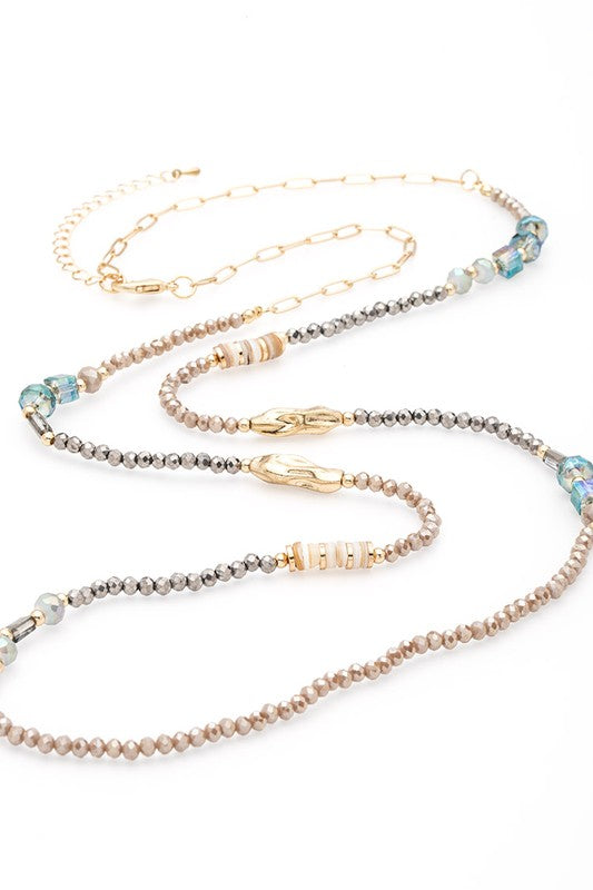 Crystal Beaded Station Convertible Long Necklace