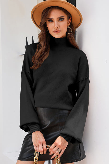 Mrs. Sterling Lantern Sleeve Turtleneck Sweater