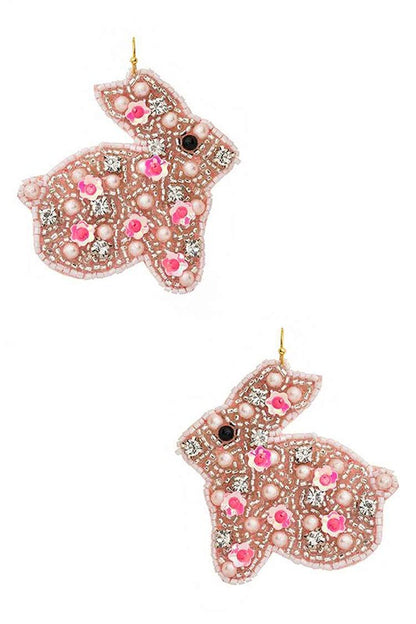 Tea Time Bunny Beaded Earrings