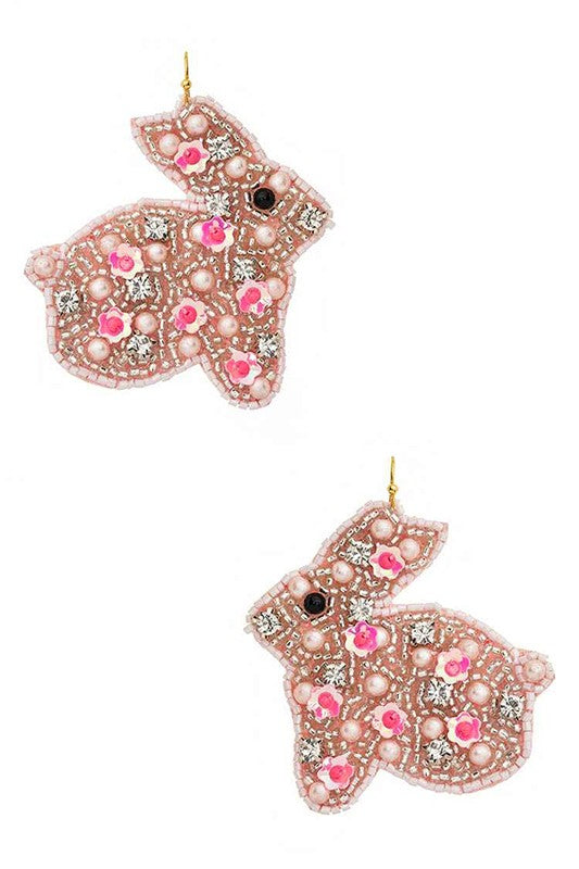 Tea Time Bunny Beaded Earrings