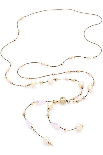 Dainty Mix Beads Station Long Necklace