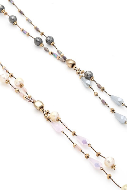 Dainty Mix Beads Station Long Necklace