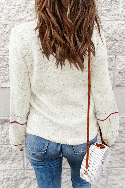 Ophelia Confetti Lace Cuff Bell Sleeve Sweater