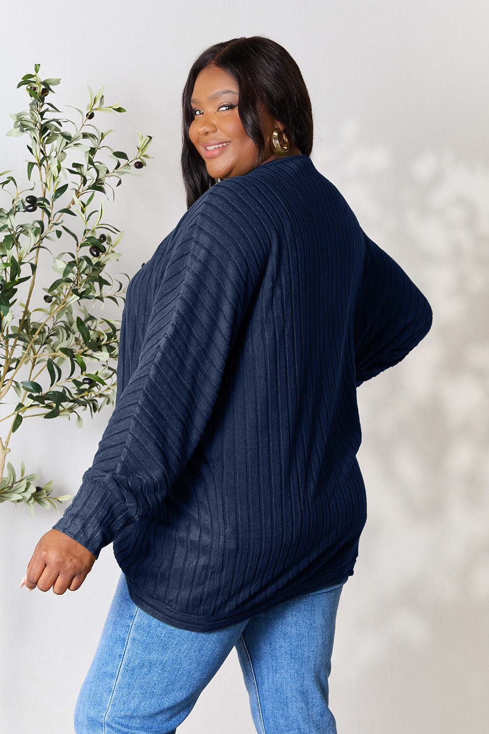 Thornfield Diary Full Size Ribbed Cocoon Cardigan