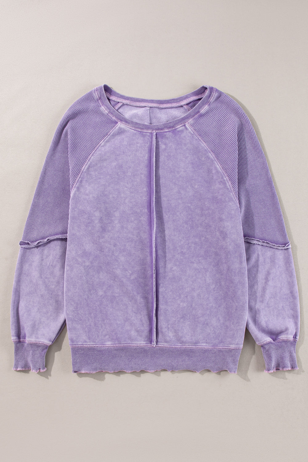 Minerva Mineral Wash Waffle Knit Reverse Seam Sweatshirt