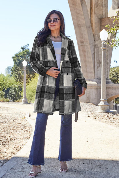 Timeless Plaid Button Up Lapel Collar Coat