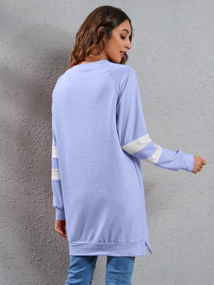 Full Size Striped Round Neck Long Sleeve T-Shirt dress