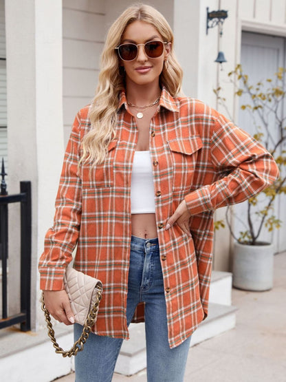 Wondering Wood Plaid Button Up Long Sleeve Shirt