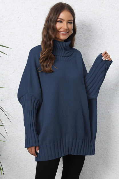 Quinn's Turtle Neck Long Sleeve Ribbed Sweater