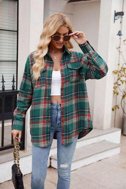 Wondering Wood Plaid Button Up Long Sleeve Shirt