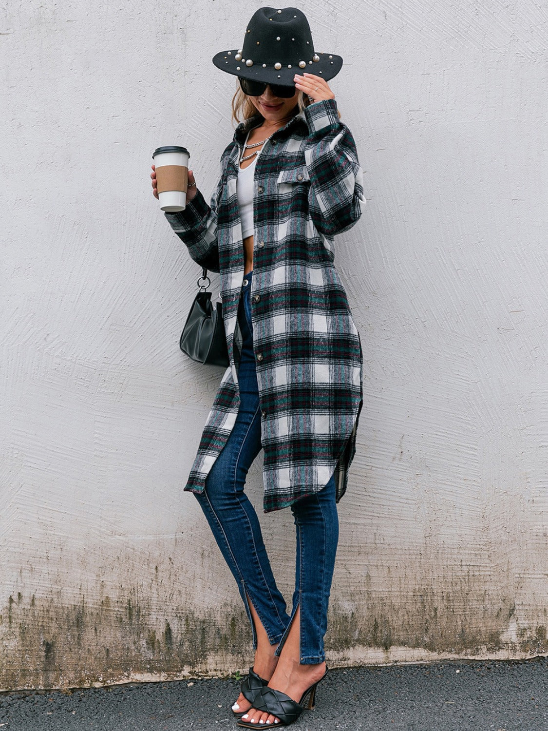 Apple Harvest Plaid Button Up Long Sleeve Shacket