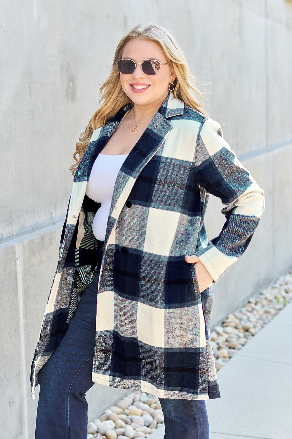 Timeless Plaid Button Up Lapel Collar Coat