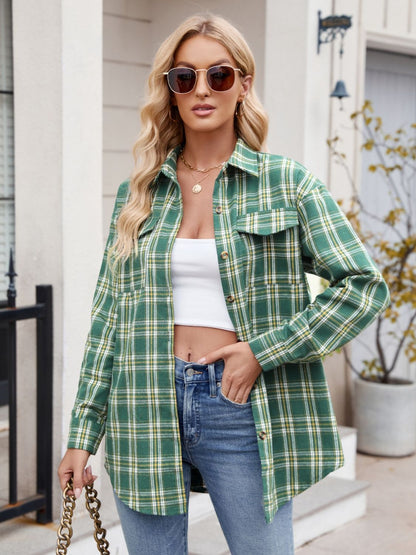 Wondering Wood Plaid Button Up Long Sleeve Shirt