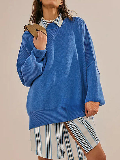 Hemlock Haze Reverse Seam Side Slit Sweater