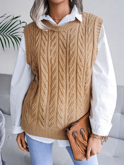 Agatha Round Neck Cable Knit Sweater Vest